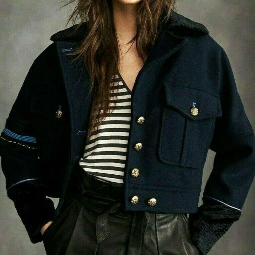 Free People Eisenhower cropped military wool coat